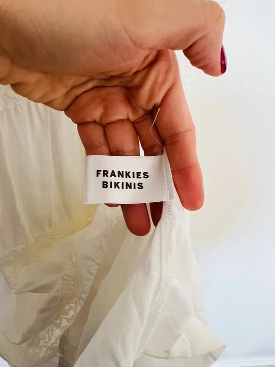 Frankies Bikinis Dakota Maxi Dress White Lace Tiered Romantic Cottagecore Boho S - Picture 8 of 11